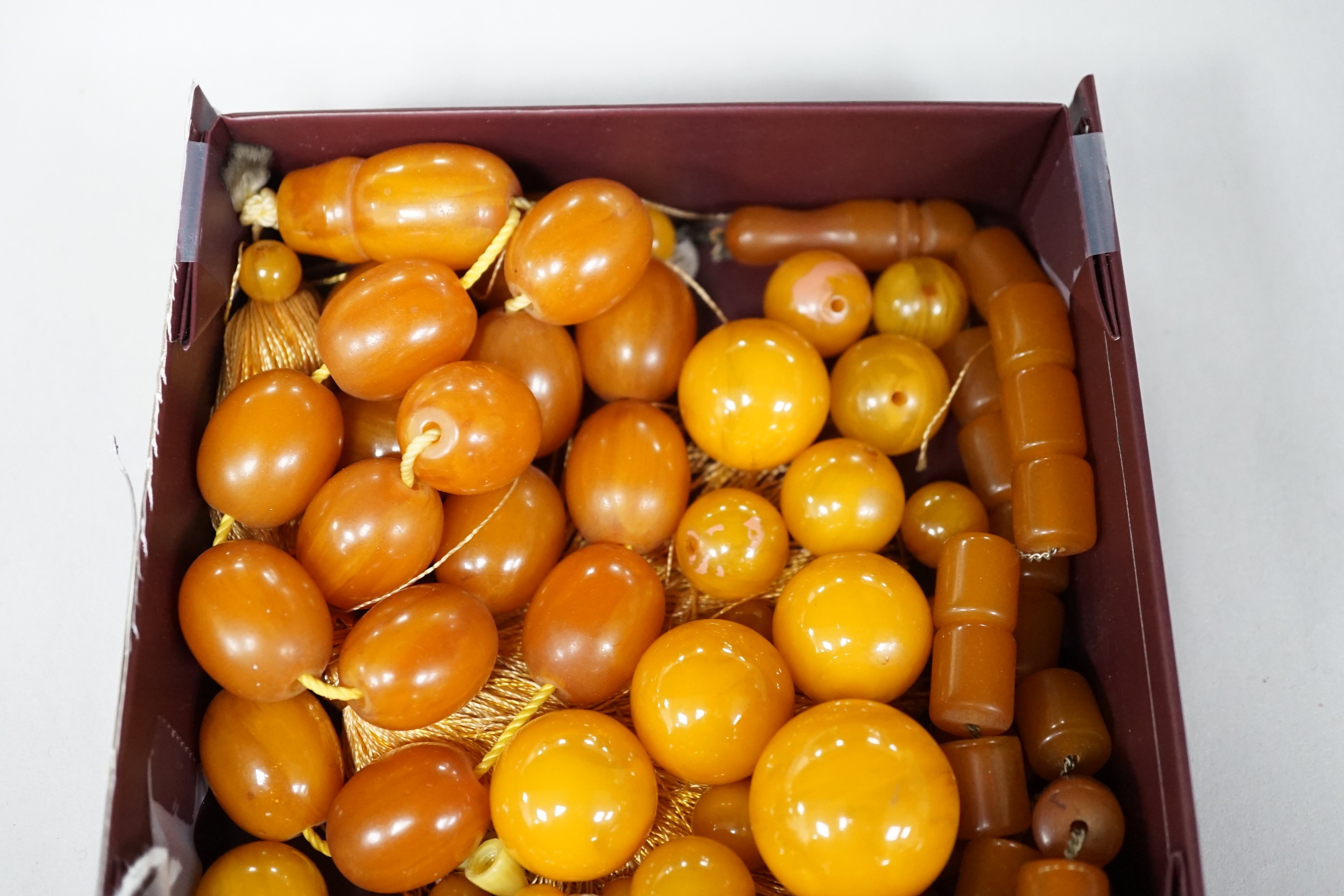 Assorted simulated amber beads. Condition - poor to fair